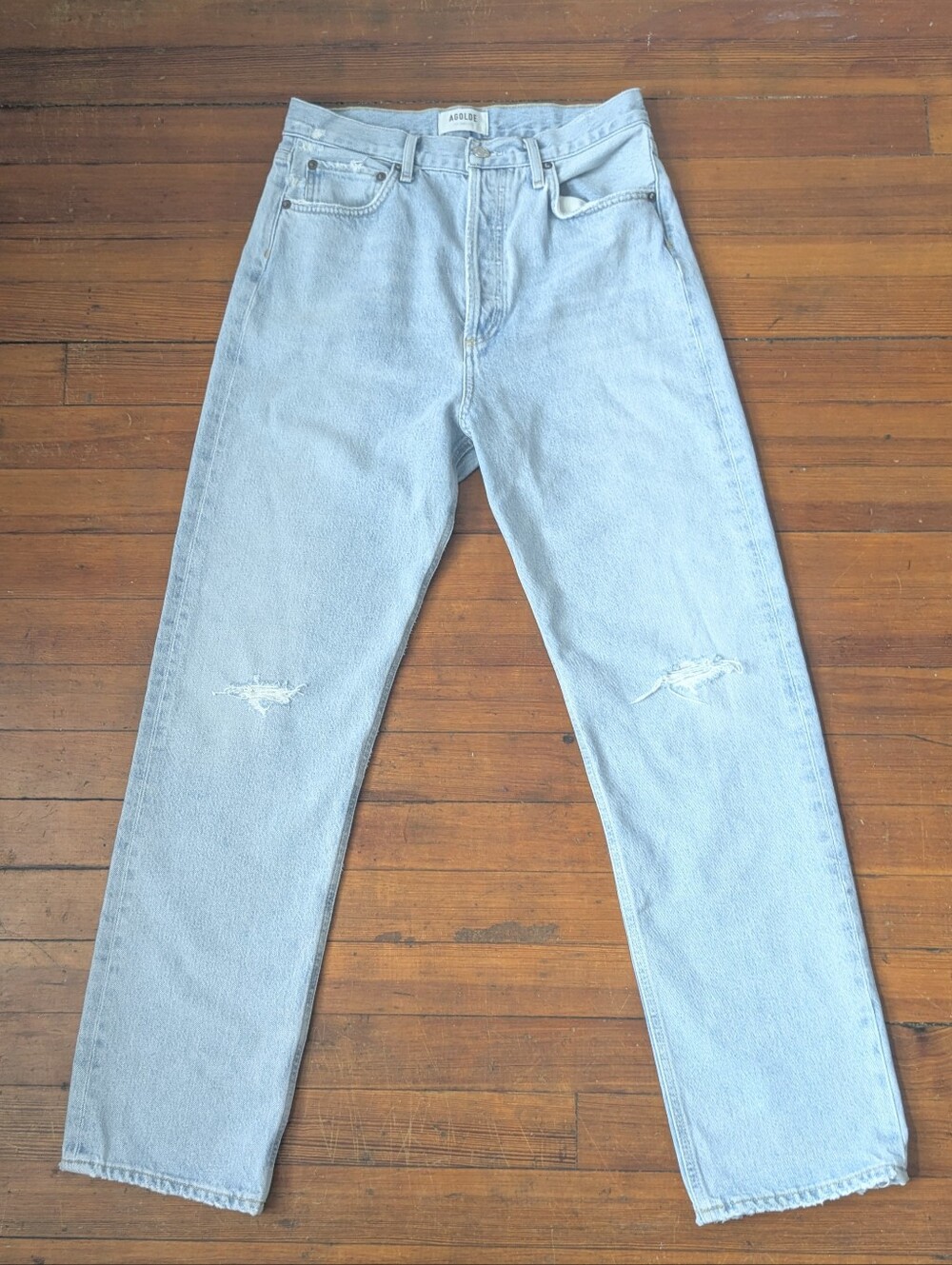 AGOLDE 90s Pinch Waist High Rise Straight Light Wash Flashback Jeans 27